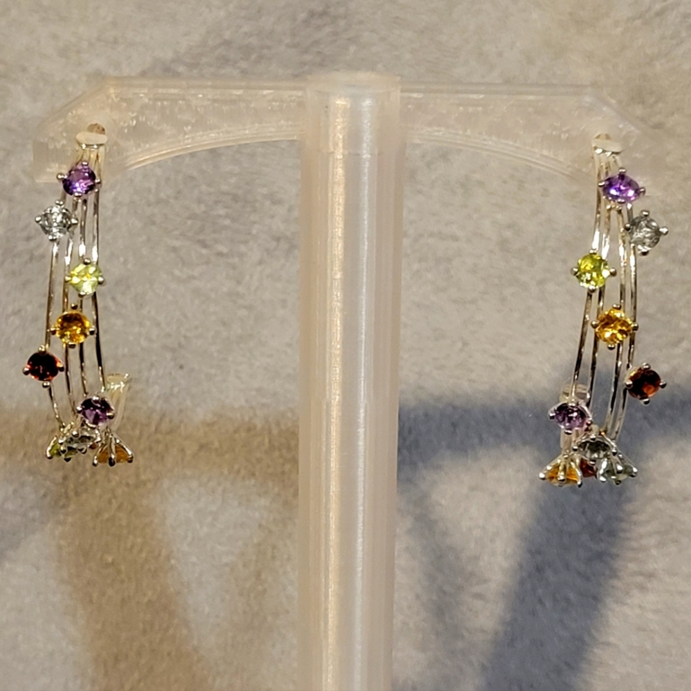 Gorgeous multi gemstone hoop earrings